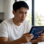 球迷社区用户头像，正在用平板查看赛事数据的用户