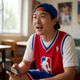 观看NBA比赛并在社区发言的篮球球迷头像